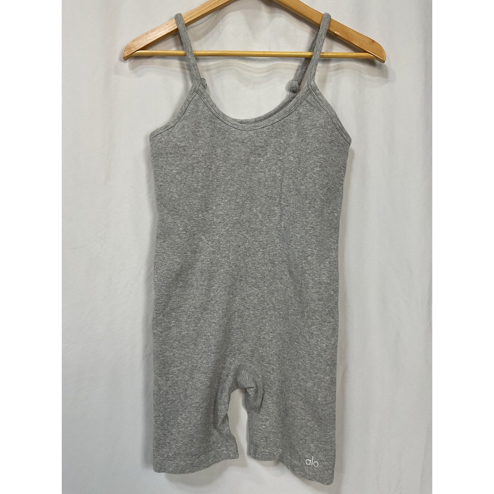 Alo Yoga Seamless Grey Cotton Ribbed Mellow Onesie Size M