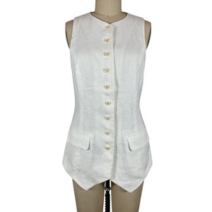 Helsa Tailored Natural White Button Front Tunic Top Size S