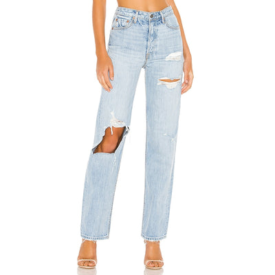 Grlfrnd Distressed Blue Mica Denim Jeans Size 27