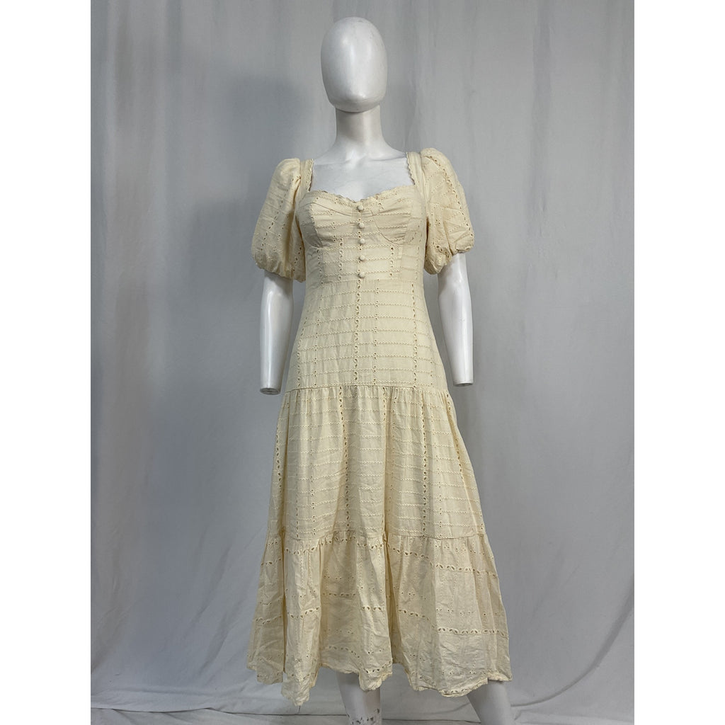 Astr The Label 'Baldwin' Cream Cotton Dress Size S