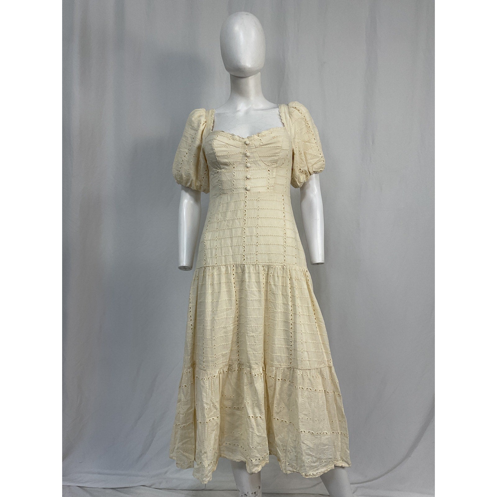 Astr The Label 'Baldwin' Cream Cotton Dress Size S