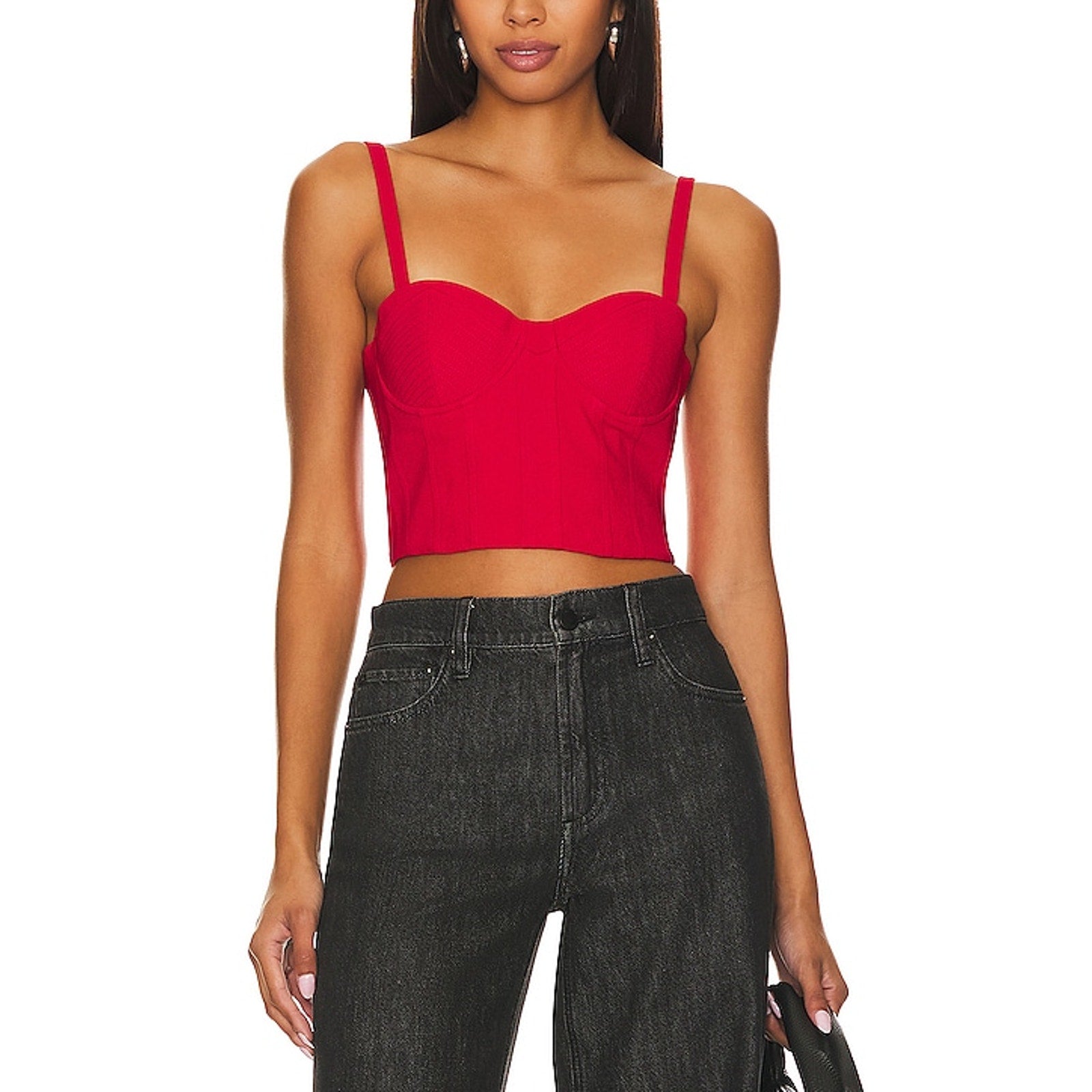 Alice + Olivia 'Adara' Red Crepe Spaghetti Strap Bustier Size 6
