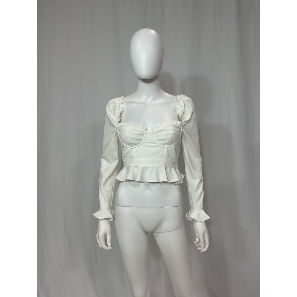 Majorelle 'Corie' White Ruffle Hem Top Size XS