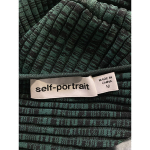 Self-Portrait 'Crossover' Green Knit Crop Top Size M
