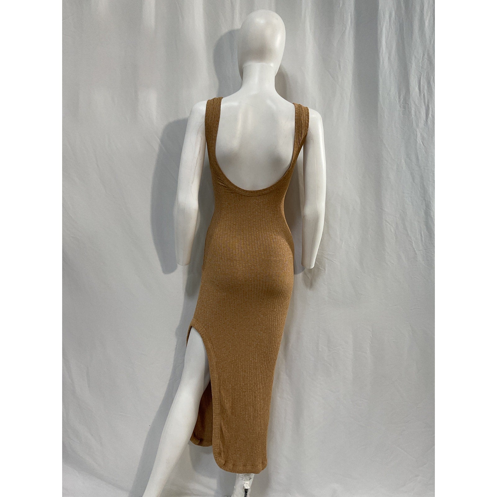 Alix Nyc 'Palma' Brown Viscose Rib Knit Tank Midi Dress Size M