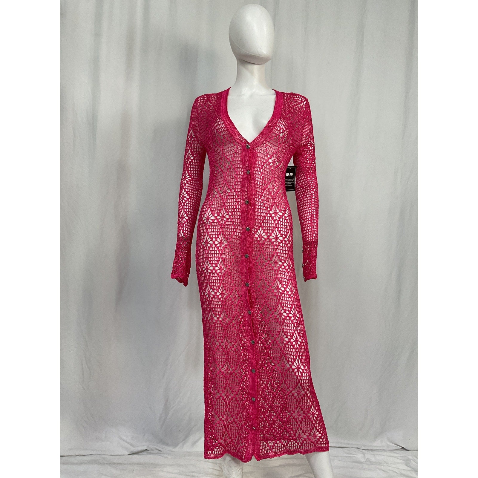 Ser.O.Ya 'Allison' Pink Viscose Crochet Cardigan Size XS / S - NWT