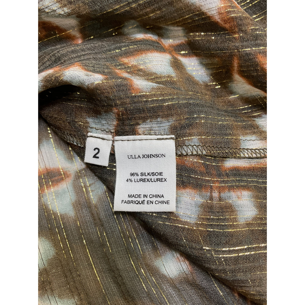 Ulla Johnson 'Luna' Brown Silk Blouse Size 2