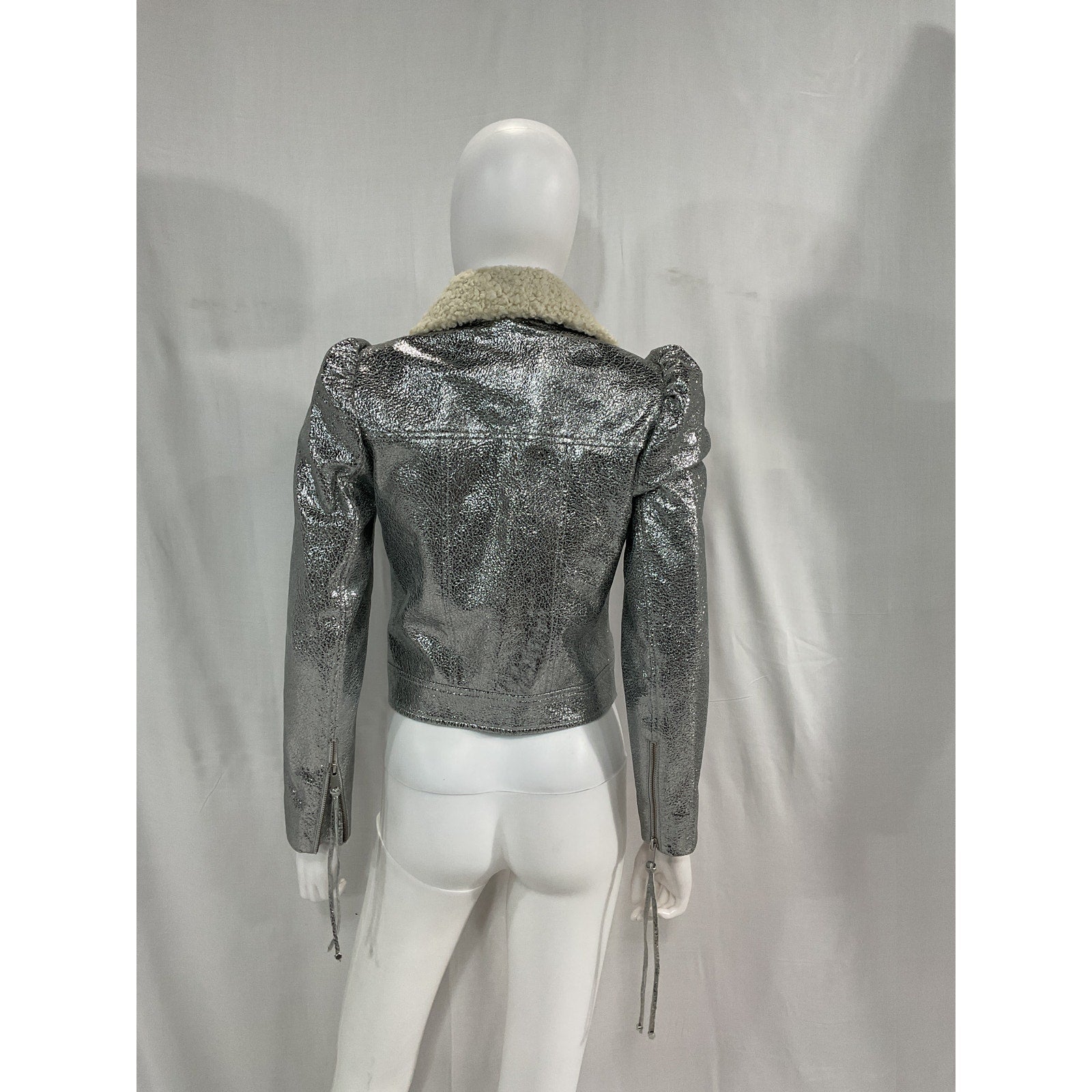 Retrofete 'Lo' Silver Leather Jacket Size S