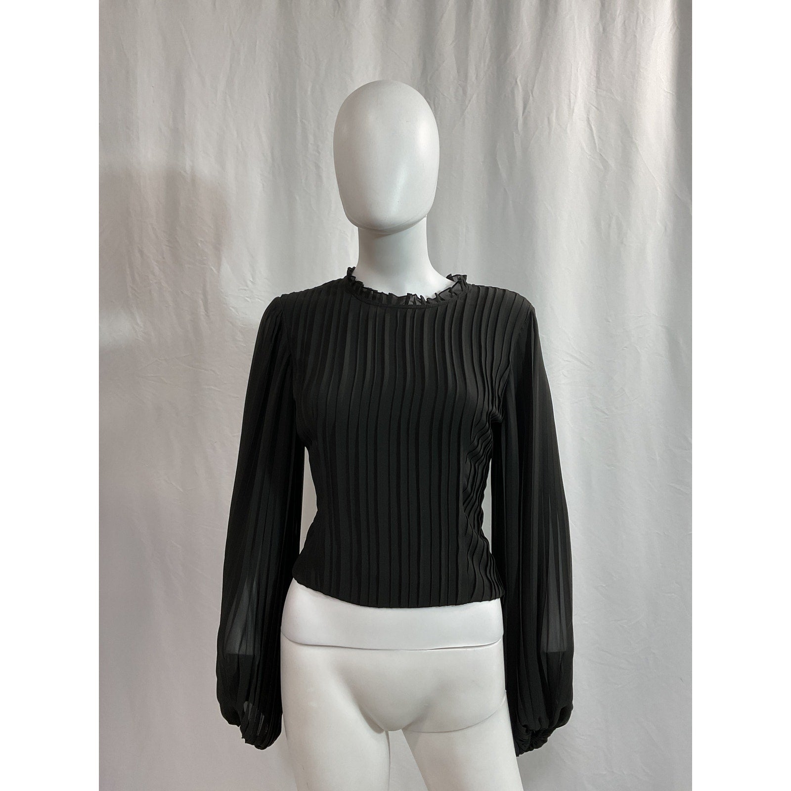 Frame Waist Tie Black Chiffon Cutout Top Size S