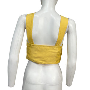 Sandro Ruffled Yellow Rosette Crop Top Size 0 NWT