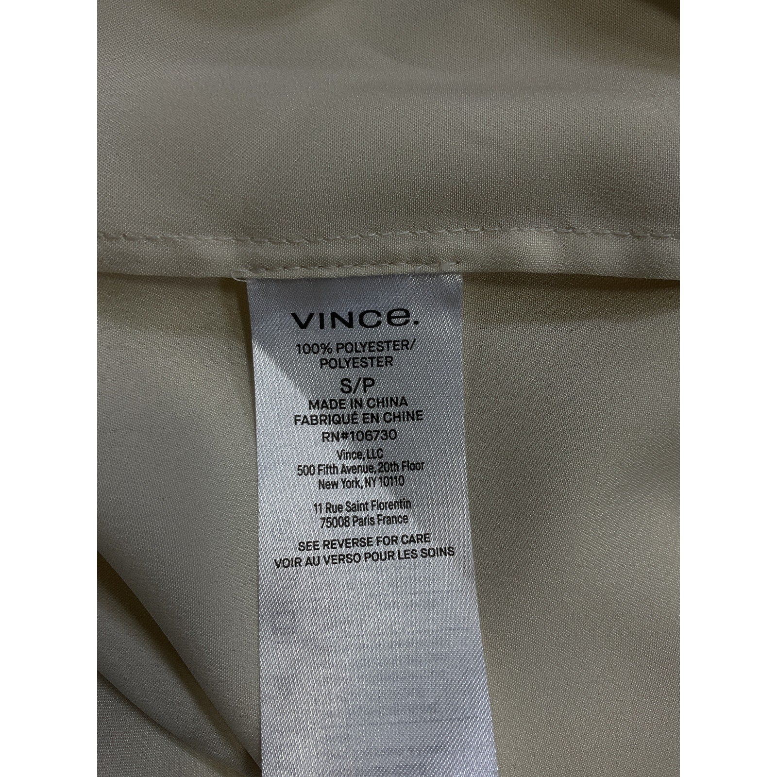 Vince 'Satin' White Shell Tank Size S