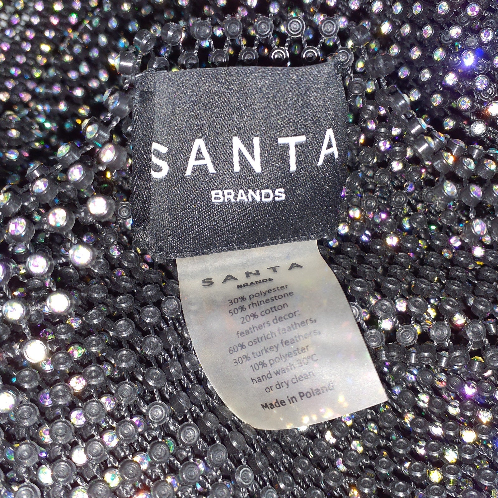 Santa Brands 'Feathers' Black Mini Dress Size OS