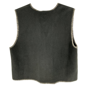 Donni. Whipstitched Black Polar Fleece Vest Size M