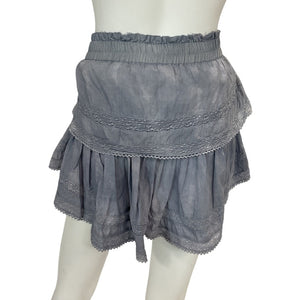 Loveshackfancy Delicate Washed Denim Ruffle Mini Skirt Size XS