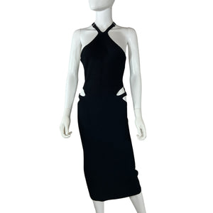 Dion Lee Ribbed Black And Ink Lustrate Fork Dress Size L