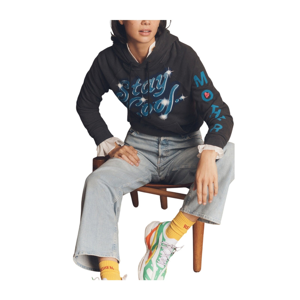 Mother 'The Square' Black Cotton Hoodie Size XS