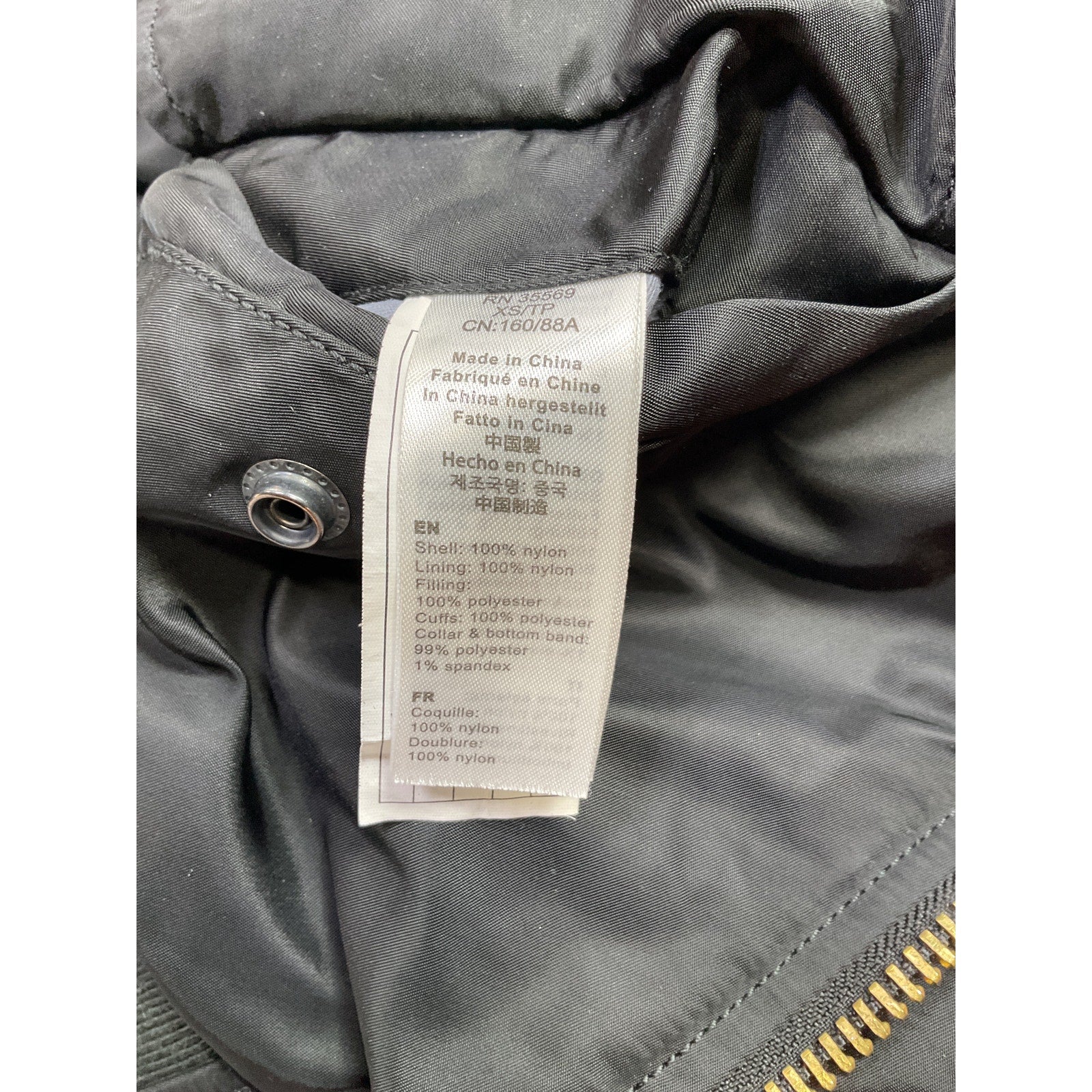 Alpha Industries Ma-1 W Black Nylon Bomber Jacket Size XS