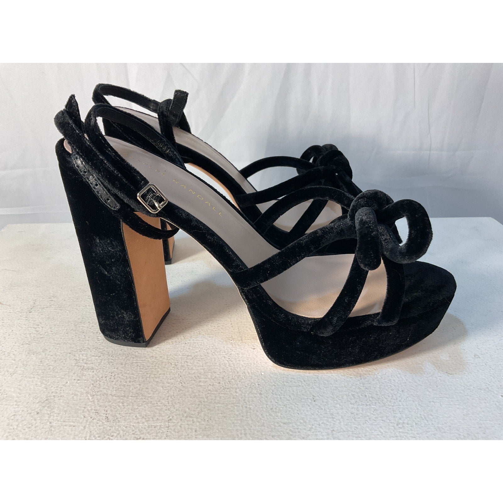 Loeffler Randall 'Melany' Black Velvet Sandal Size 7.5