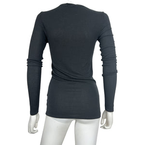 ATM Anthony Thomas Melillo Ribbed Black Modal Crewneck Top Size XS