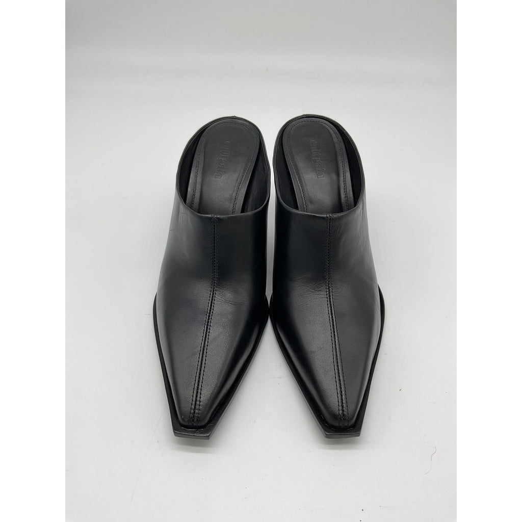 Cult Gaia 'Lina' Black Leather Heeled Mules Size 9