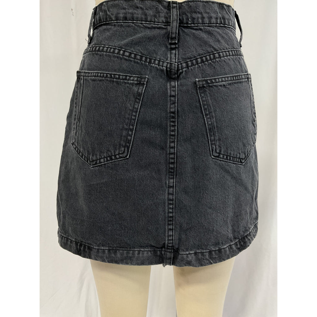 Derek Lam 10 Crosby 'Ana' Grey Asymmetrical Denim Mini Skirt Size 26