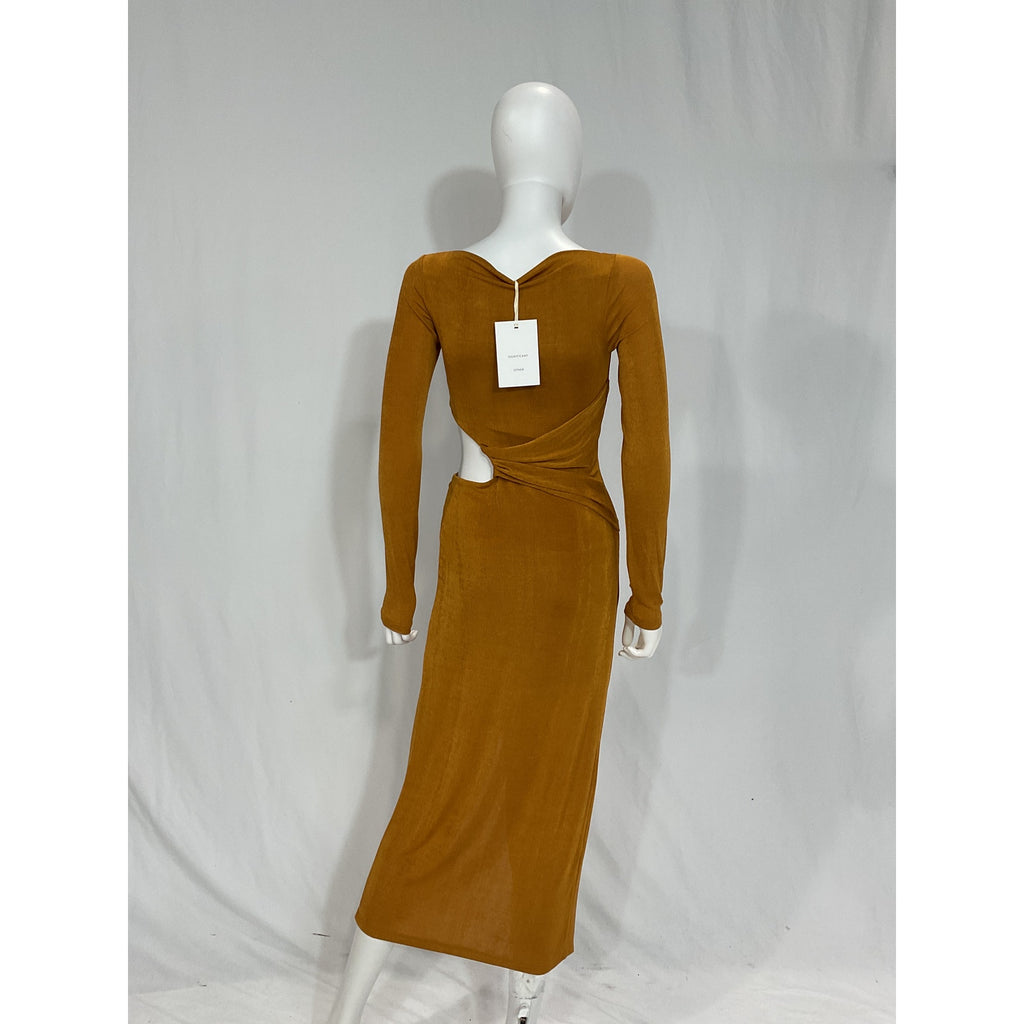 Significant Other 'Ivy Turmeric' Brown Long Sleeve Midi Dress Size 4