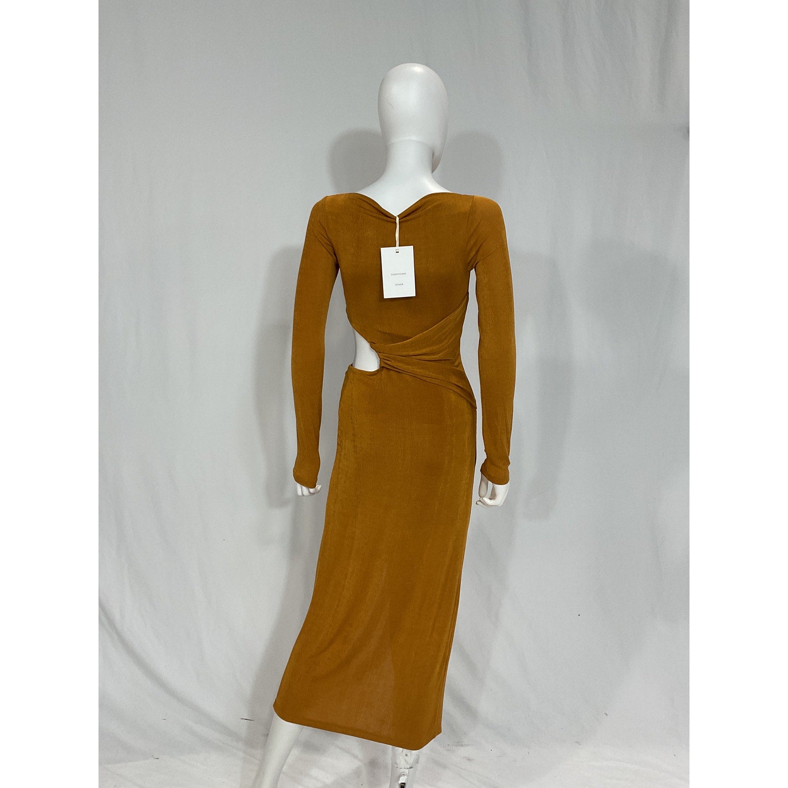 Significant Other 'Ivy Turmeric' Brown Long Sleeve Midi Dress Size 4