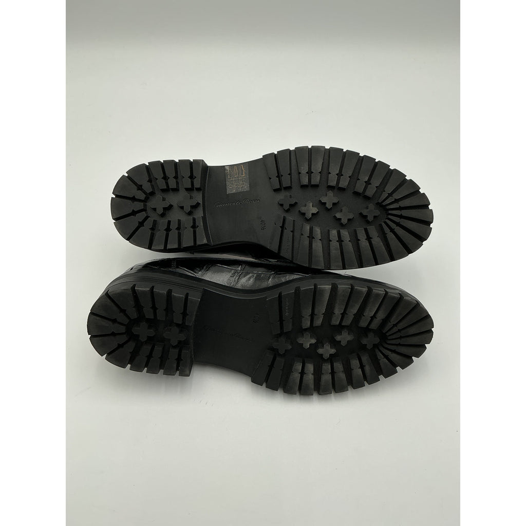 Gianvito Rossi 'Argo' Black Crocodile-Effect Patent-Leather Loafers Size 10.5