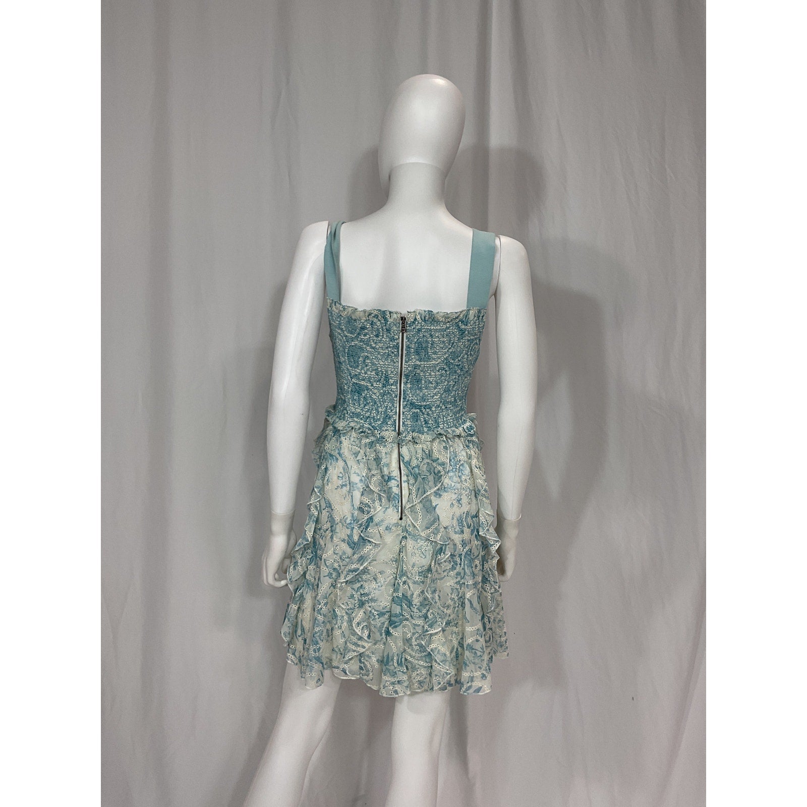 Alice + Olivia 'Jocelyn' Blue Smocked Mini Dress Size 4