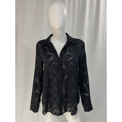 L'Agence 'Laurent' Blue Paisley Burnout Long Sleeve Button-Up Shirt Size S
