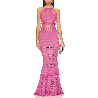 Retrofete Crochet Fuchsia Mesa Dress Size S