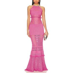 Retrofete Crochet Fuchsia Mesa Dress Size S