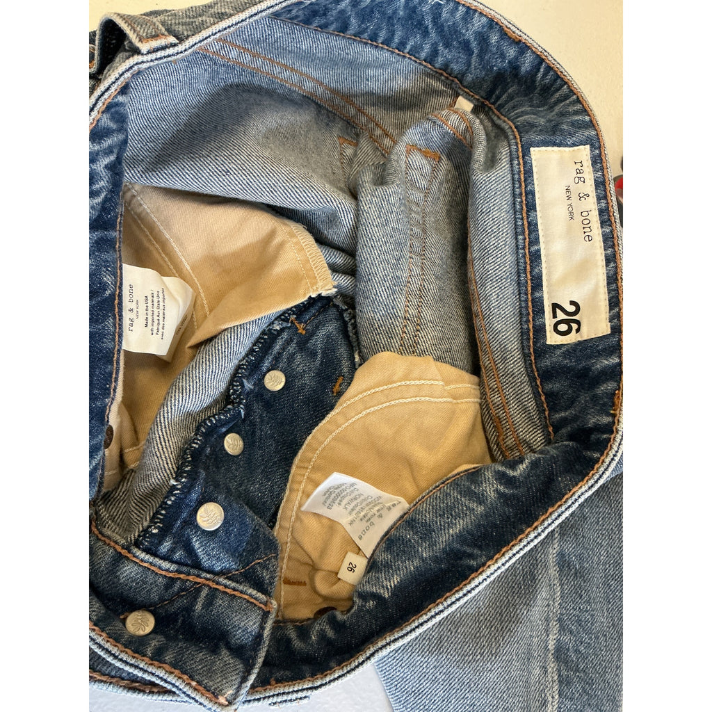 Rag & Bone 'Dre' Blue Cotton Low-Rise Denim Shorts Size 26