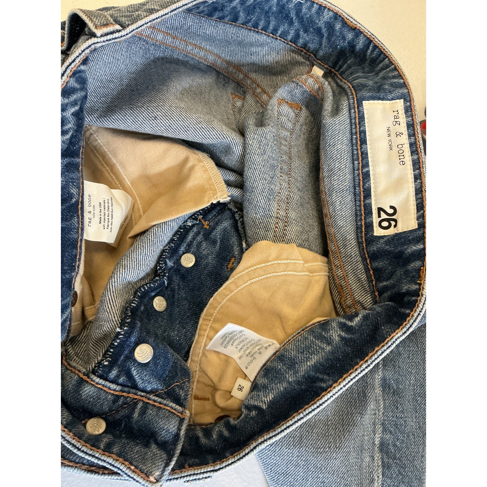 Rag & Bone 'Dre' Blue Cotton Low-Rise Denim Shorts Size 26