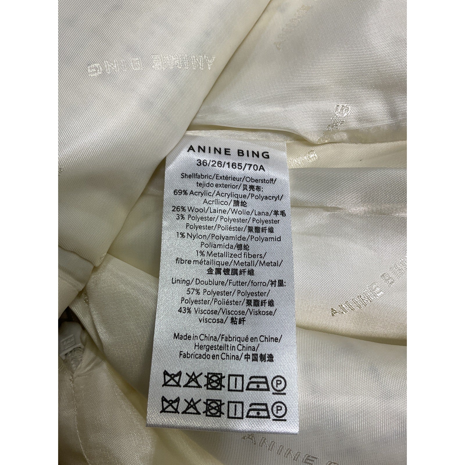 Anine Bing 'Mateo' White Acrylic Skirt Size 36