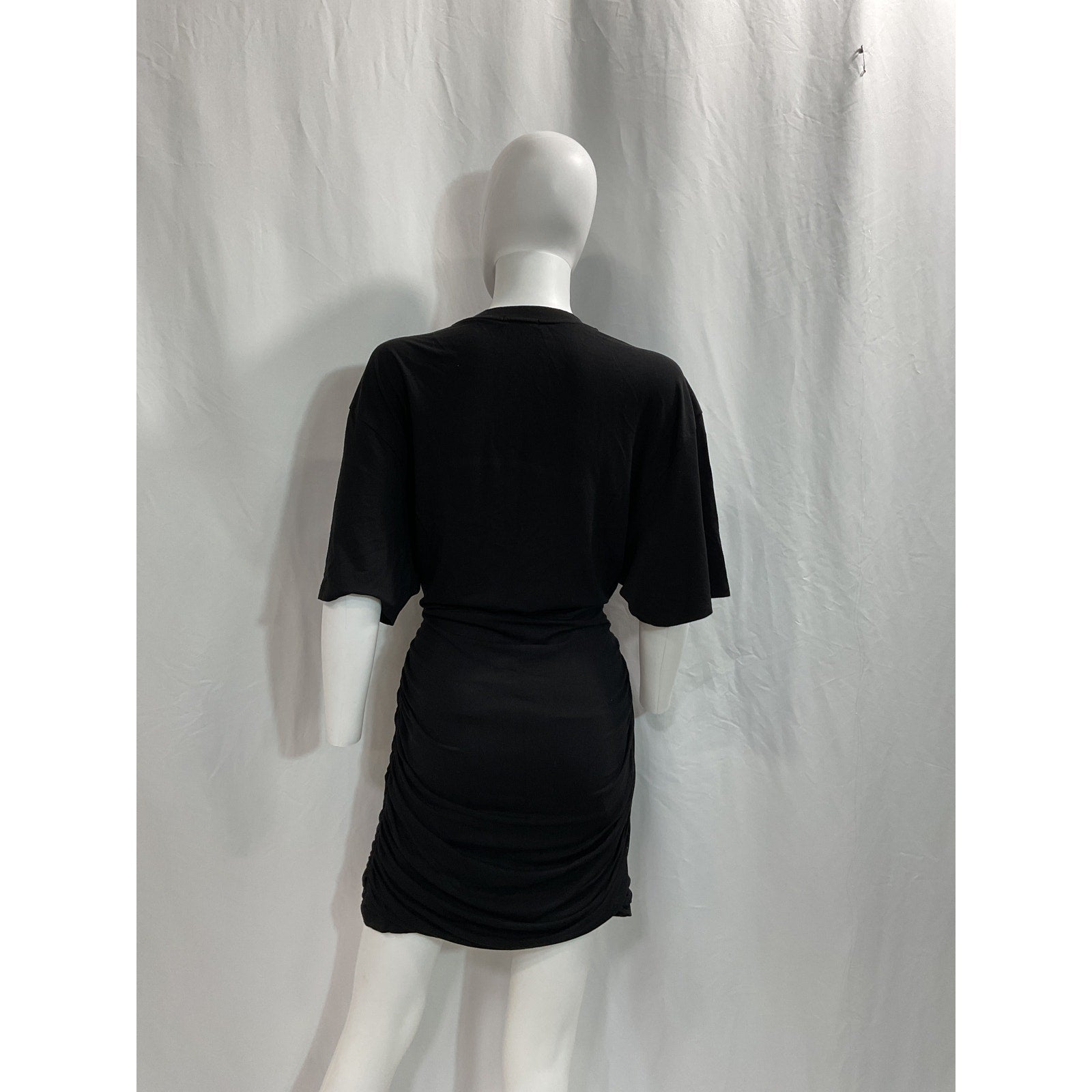 Atm Anthony 'Thomas' Black Melillo Matte Jersey Short Sleeve Ruched Mini Dress Size XL