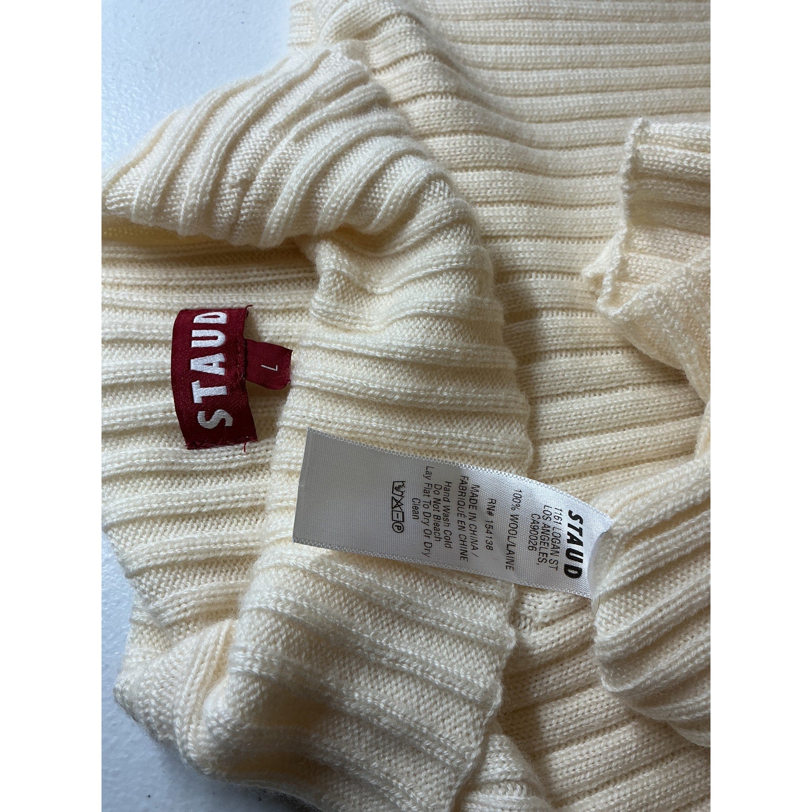 Staud 'Lilou' Ivory Wool Sweater Size L