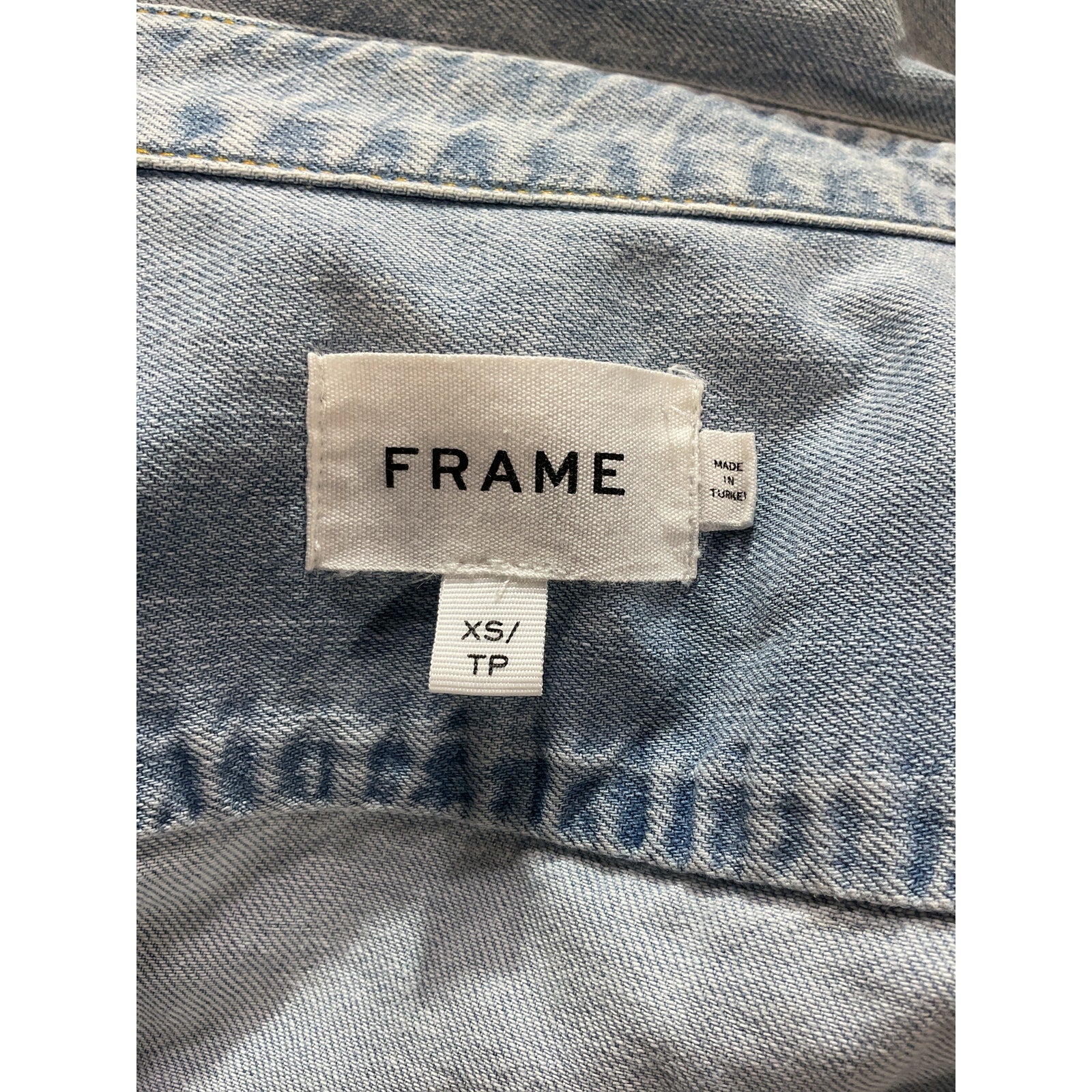 Frame 'Rosette Sleeve' Blue Denim Button Front Mini Dress Size XS