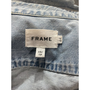 Frame 'Rosette Sleeve' Blue Denim Button Front Mini Dress Size XS