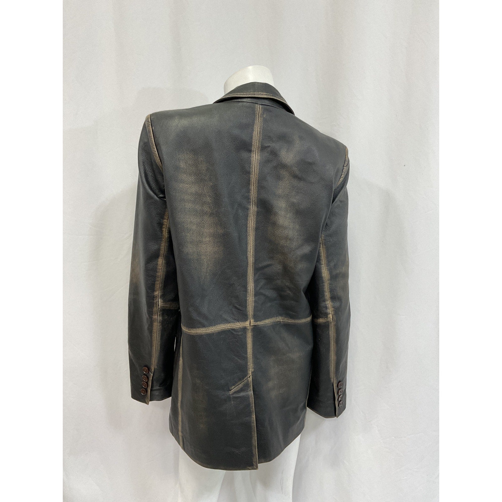 Remain Birger Christensen 'Kamia' Green Leather Paneled Textured-Leather Blazer Size S