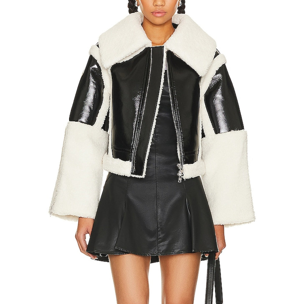 H:ours Plush Black & Ivory Lalita Jacket Size L