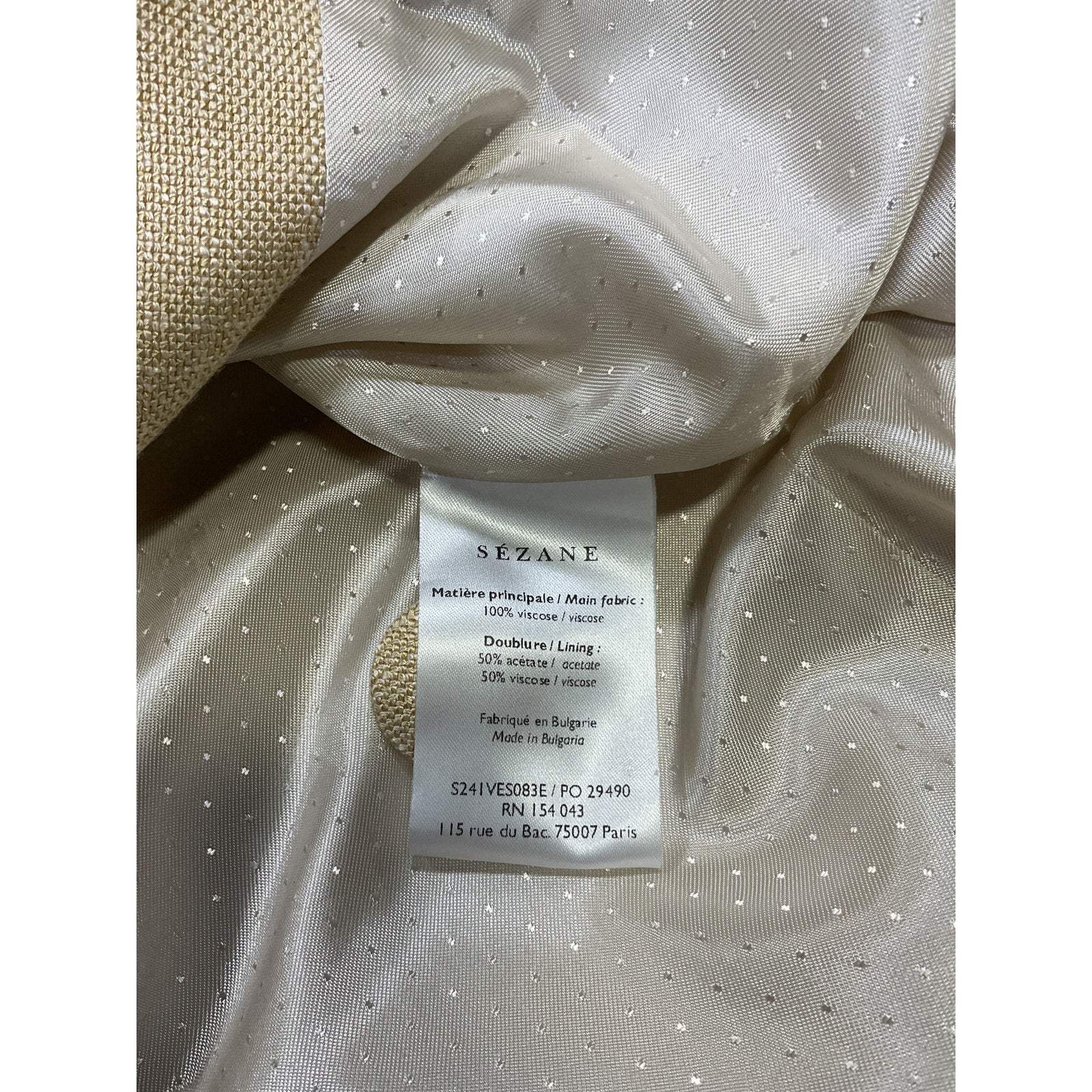 S�zane 'Gina' Beige Viscose Jacket Size 36