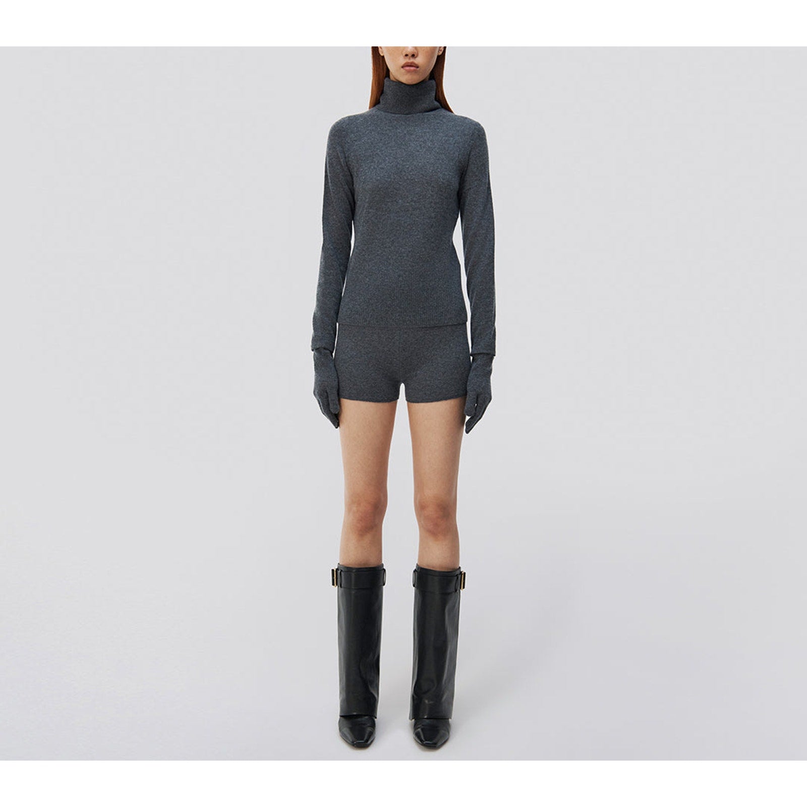 Simkhai 'Dita' Gray Gloved Turtleneck Size S