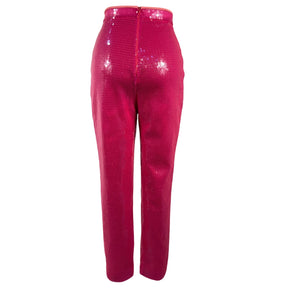 David Koma Shimmering Pink Sequin Pants Size UK 10/ US 6