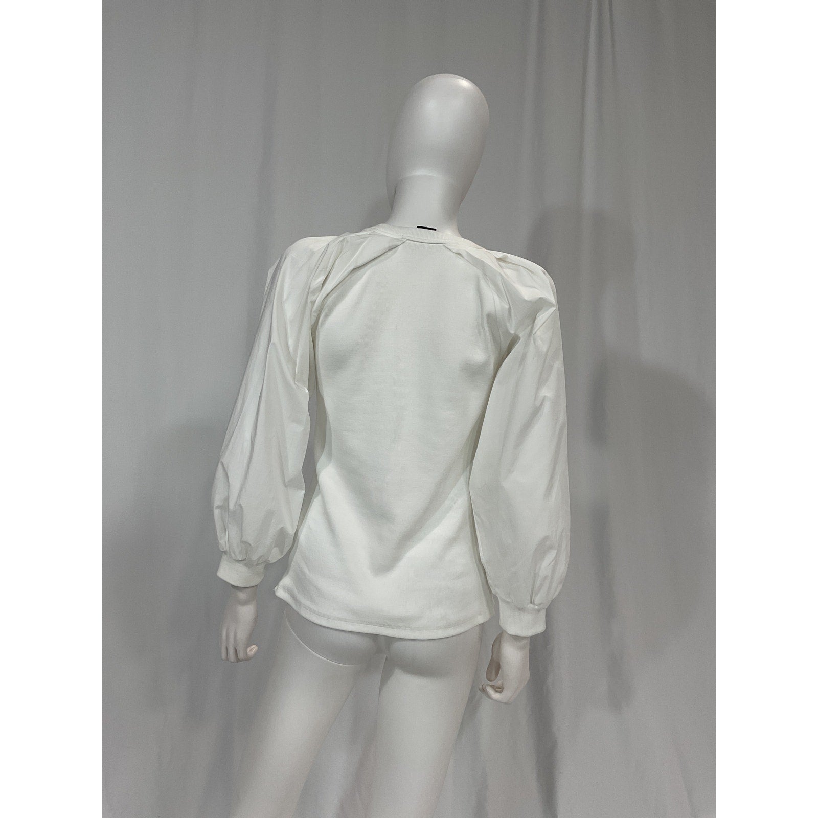 Veronica Beard 'Gibson' White Pleat-Sleeve Top Size S
