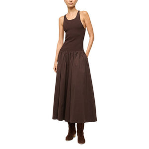 Staud Mixed Media Brown Yamila Dress Size L