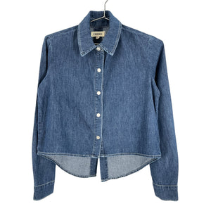 L'agence Cropped Blue Annette Shirt Size XS