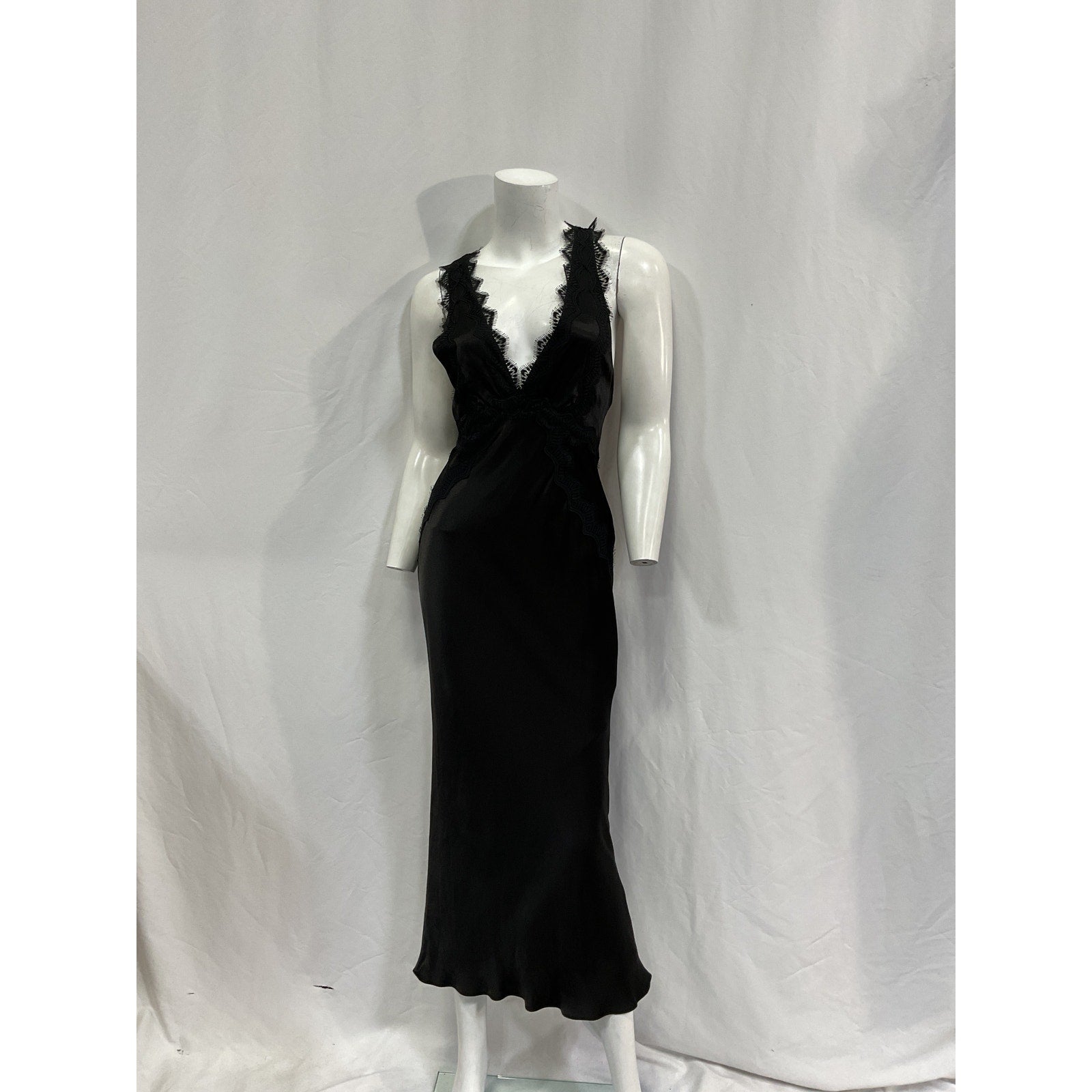 Shona Joy 'Camille' Black Lenzing Ecovero Lace Cross Back Midi Dress Size 2