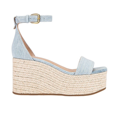 Veronica Beard Chic Vista Blue Gianna Wedge Sandals Size 7