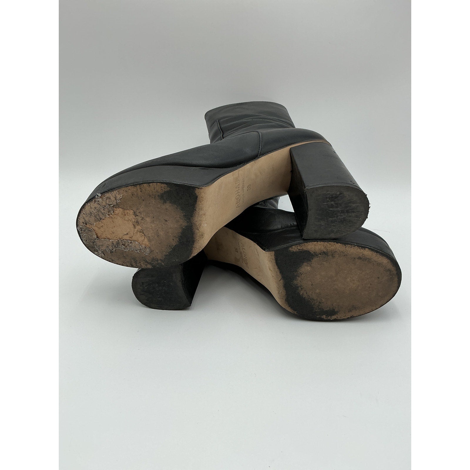 Alohas 'Thunder' Black Leather Platform Boot Size 8